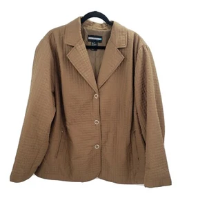 Requirements Brown Quilted Jacket Womens Plus Size 2x Button Front Lightweight - Picture 1 of 10