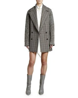 Stella McCartney Plaid Knit-Sleeve wool Oversized Pea Coat/ Jacket NEW Sz 42 /10 - Image 1 of 4