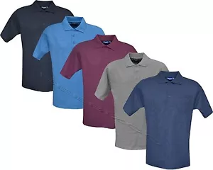 Plain Polo Shirt Short Sleeve Three Button PolyCotton Top w/ Pocket by Tom Hagan - Picture 1 of 5