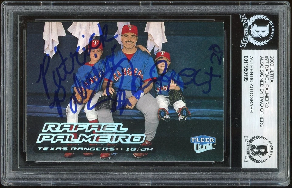 Rafael Palmiero & Sons Signed 2000 Fleer Ultra Card 77 Texas Rangers BAS AU Auto - Image 1 of 1