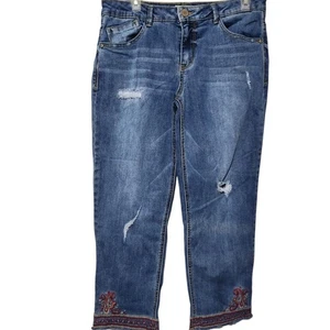 Democracy kurze Hose Größe 10 blau bestickt roher Saum  - Bild 1 von 15