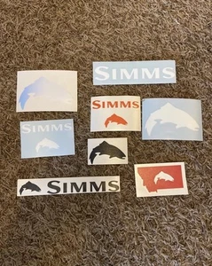8 Simms Fly Fishing Stickers Decals - Picture 1 of 1
