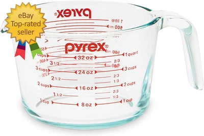 Taza medidora de vidrio Pyrex de 4 tazas para hornear y cocinar, lavavajillas, congelador, micrófono Foto 1 de 4