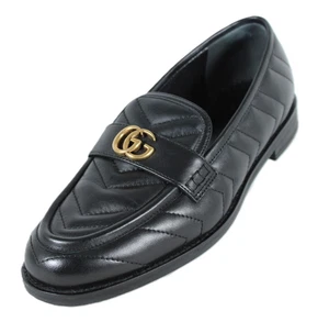 Mocasines planos GUCCI negros matelasse de cuero acolchado GG MARMONT 37 - Imagen 1 de 12
