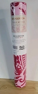BRAND NEW Bridgerton Dark Pink Floral Table Runner 12 In X 24 Ft - Image 1 of 4