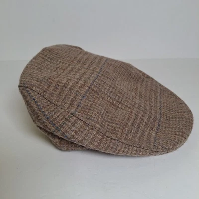Vintage Country Gentleman Newsboy Cap Medium Tan Plaid Wool Driving Made In USA - Image 1 of 4