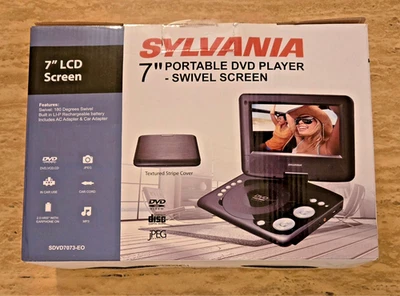 Sylvania SDVD7073 7” DVD Player/Swivel Screen/Portable/ Complete/2 Bonus Movies - Image 1 of 4
