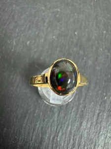 Solitär Ring Afrikanischer Äthiopischer Opal Cabochon Silber 925  Gr 19 (60) H41 - Bild 1 von 10