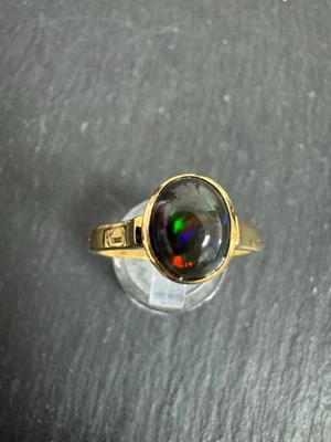 Solitär Ring Afrikanischer Äthiopischer Opal Cabochon Silber 925  Gr 19 (60) H41 - Bild 1 von 4