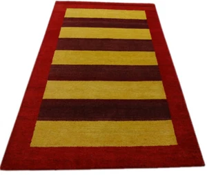 Alfombra Gabbeh Anudada a Mano 100% Lana Oro Rojo Oriental 120x186 CM M86 - Imagen 1 de 6