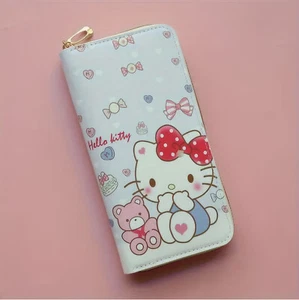 Sanrio Hello Kitty zipped long Wallet Card Holder cute birthday gift 7.6x4x1 - Picture 1 of 4