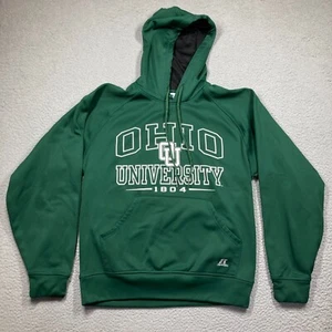 Ohio University Bobcats Hoodie Adult Medum Green Russell Athletic Dri Power - Picture 1 of 11