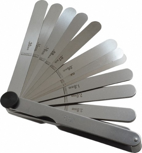 Starrett 13 Piece, 0.04 to 5mm Parallel Feeler Gage Set 4-1/2