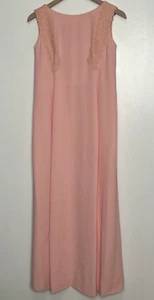 EMMA DOMB Pink Gown sleeveless lace bows 1950 Garden Party bridal 16" pit 51" L - Picture 1 of 8