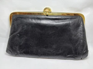 Vintage Clutch Handbag  Black Vintage Clutch Gold Hardware Center Pocket - Picture 1 of 15
