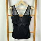 Review Sleeveless Top Womens 6 Black Floral Lace & Satin V-Neck