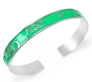Alpha Phi Omega Bangle with raised letters and green enamel APO NEW! - Picture 1 of 2