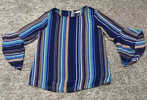 Cato C Est. 1946 Blouse Women’s Small Multicolor Bell Long Sleeve Striped - Picture 1 of 15