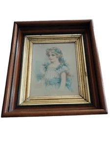 Vtg Frances Brundage Framed Original Watercolor Victorian Girl Signed READ - Picture 1 of 17