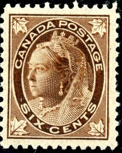 Canada Stamp #71 - (MH_ Grade VF_) Queen Victoria (1897) 6¢ -- - Picture 1 of 1