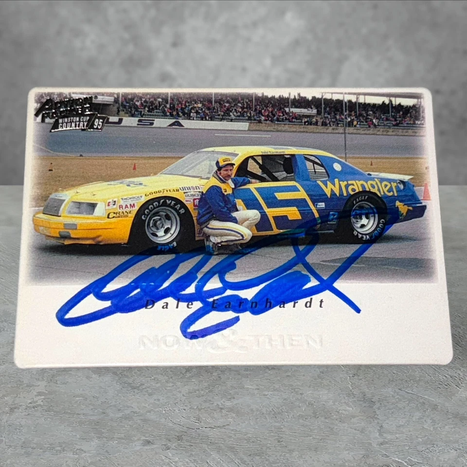 Dale Earnhardt #15 WRANGLER FORD NASCAR HOFer signed card 1995 ACTION PACKED #29 - Image 1 of 1