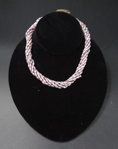 Twist A Bead 1980er Original Halskette 32-35 Zoll Stränge-LAVENDELGRAU KUNSTPERLE - Bild 1 von 3