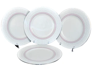NORITAKE Fine China Aria Platinum Pink Round Salad Accent Plate Set/4 New - Picture 1 of 5