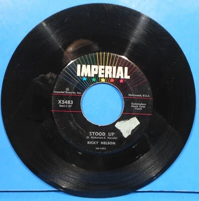 RICKY NELSON STOOD UP ~ WAITIN' IN SCHOOL 7" 45 RPM 1957 GREAT CONDITION! VG+!!A Foto 1 de 2