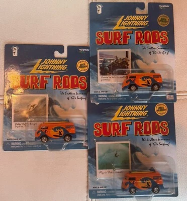 JOHNNY LIGHTNING VOLKSWAGON BUS SURF RODS With 3 Different Cards - Image 1 of 4