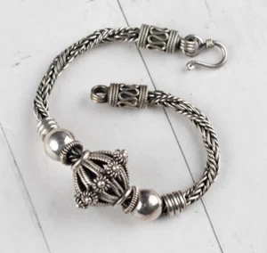.925 Sterling Silver Bali Style Filigree Ball Bracelet 31.3g 7.5" - Picture 1 of 3