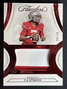 CJ STROUD 4 /20 RUBY ROOKIE JERSEY PATCH 2023 PANINI FLAWLESS FOOTBALL RC SSP 1 - Picture 1 of 2