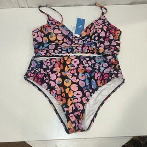 CUPSHE Leopard Print Wrap Bralette & High Waist Bikini Set - Large *NWT* - Picture 1 of 9