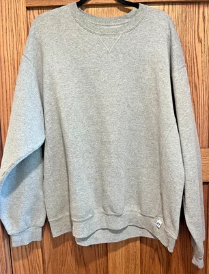 Sudadera Pullover Vintage Para Mujer Russell Atlética Gris Cuello Redondo Talla XL Foto 1 de 4