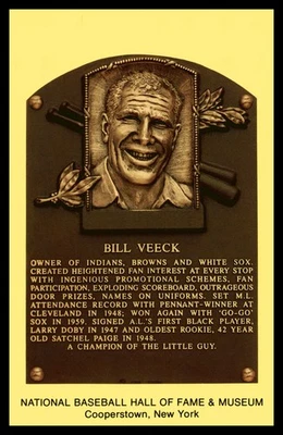 Postal del Salón de la Fama de Cooperstown Bill Veeck Salón de la Fama Como Nueva Foto 1 de 2
