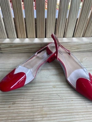NUEVO Vaneli Tebe Rojo Eslinga Patente Plástico Transparente Ballet Lindo Brillante 8N Foto 1 de 4