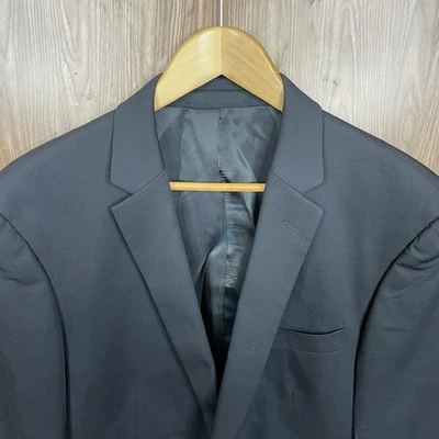 Kenneth Cole Blazer Jacket Mens 42S Black Solid Wool Double Vented Two Buttons - Image 1 of 4