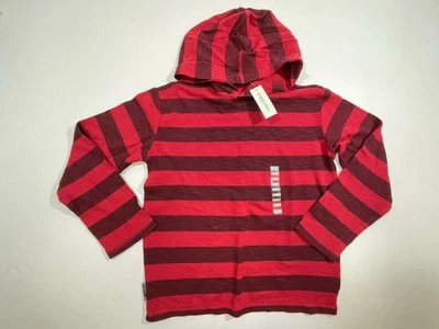 Naartjie мальчиков молодежи красный в полоску хлопок длинным рукавом с капюшоном пуловер футболка 10 - Изображение 1 из 4