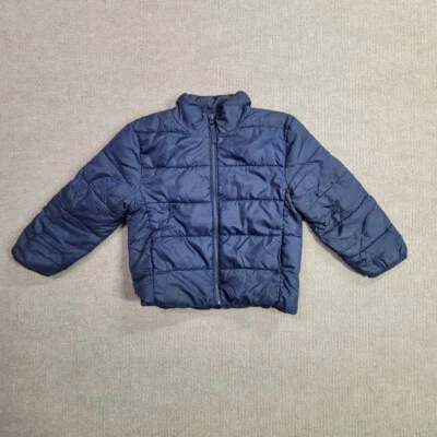 The Children's Place Puffer Jacket Boys XS Navy Quilted Zip Up Winter Jacket - Image 1 of 4