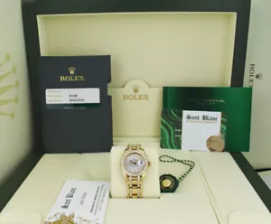 ROLEX 18kt Gold PearlMaster Masterpiece Silver Dial Diamond Band 80298 SANT - Picture 1 of 7