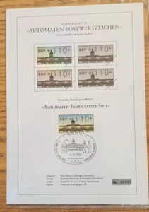 Dt. Bundespost Berlin 1987 SCHWARZDRUCK-ETB Automaten-Postwertzeichen nummeriert - Bild 1 von 14