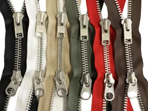 YKK Parka Two-Way Separating Zipper #10 Aluminum Metal Dual Heavy Duty 6" - 36" - Picture 1 of 15