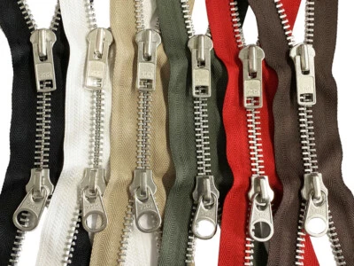 YKK Parka Two-Way Separating Zipper #10 Aluminum Metal Dual Heavy Duty 6" - 36"