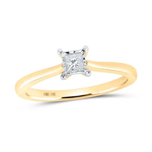 10kt Yellow Gold Womens Princess Diamond Solitaire Ring 1/6 Cttw - Picture 1 of 1