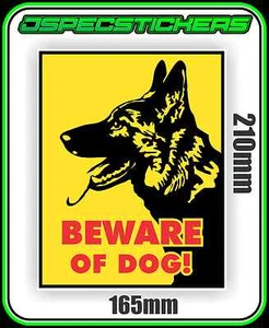 PEGATINA ADVERTENCIA PERRO PASTOR ALEMÁN CUIDADO VINILO CALCOMANÍA NO ES SEÑAL 21cmx16.5cm - Imagen 1 de 1