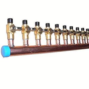 1" Copper Manifold 1/2" Pex Crimp Fitting (With & W/O Valve) 2 Loops-12 Loops - Picture 1 of 23