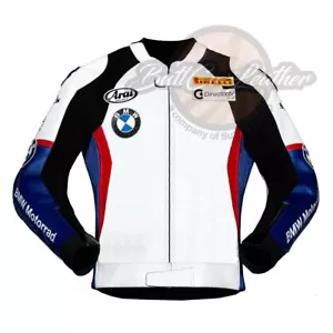 Chaqueta de cuero para motocicleta para hombre - Certificado CE, pista de carreras de cuero de vaca BMW Premium - Imagen 1 de 3