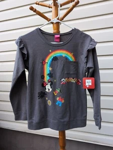 Official Disney Girls Minnie Mouse Long Sleeve Shirt Rainbow Size L 10-12 Girls - Picture 1 of 9
