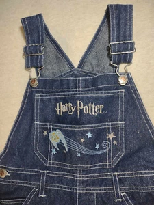 Harry Potter Girl's Glitter Sparkle Denim Embroidered Overalls Size 7/8 - Picture 1 of 17