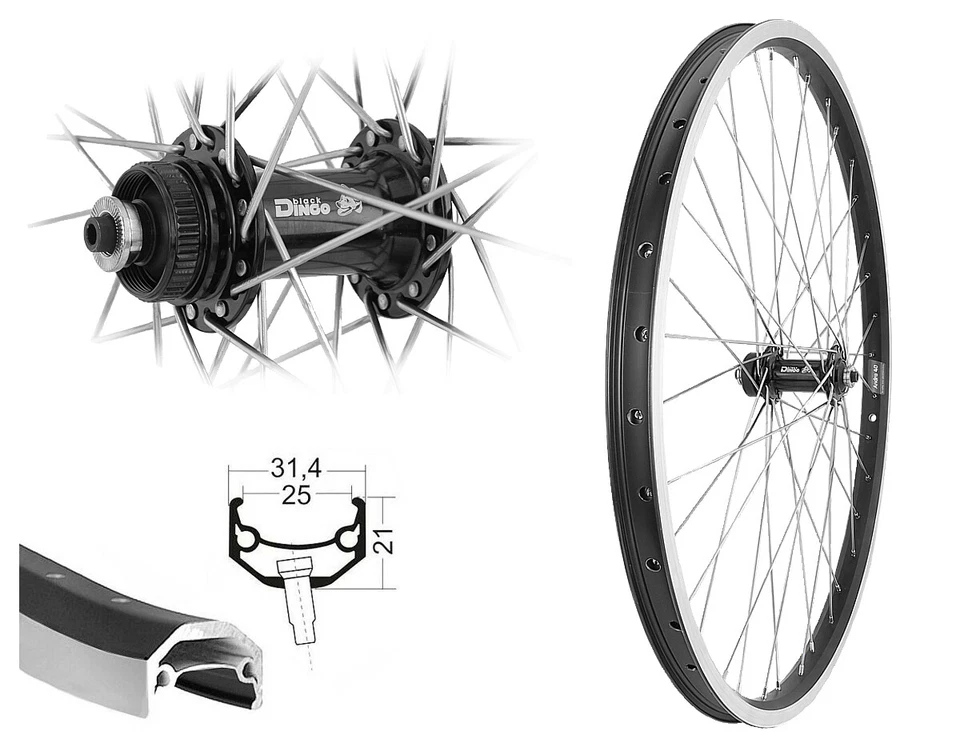 26 Zoll Vorderrad V-Brake Disc Andra40 Schwerlast bis 180kg verstärkt silber 26" - Bild 1 von 1