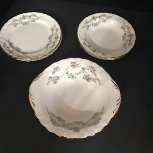 Pope Gosser Blue Belle 2- Bread Plates/ 2-Rim Desserts/ 1 Legged Cereal Bowl - Picture 1 of 5